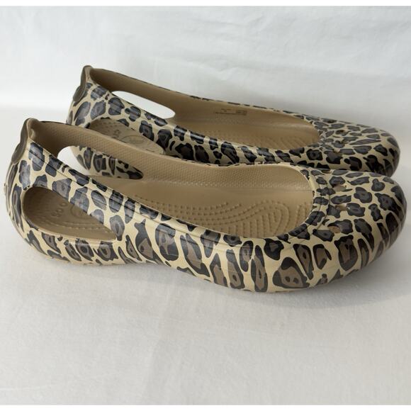 Crocs Kadee Animal Print Cheetah Leopard Women’s 8 Ballet Shoes Slip On - Picture 2 of 11